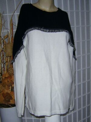 Nala Damen Pullover Gr. 38 weiß schwarz dünn 100% Baumwolle