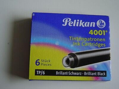 1x Pelikan 4001 - Tintenpatronen Brillant Schwarz - Inhalt 6 Stück TP/6