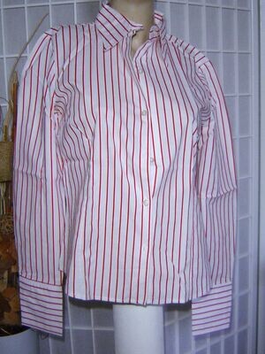H&M Damen Bluse Gr. 38 weiß rot gestreift
