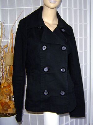 H&M Damen Jacke Gr. 40 schwarz doppelte Knopfleiste beidseitig knöpfbar