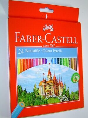 Faber Castell 24 Holzfarben Farbstifte Malfarben L 175mm Ø 7mm Holzstifte Hexagon