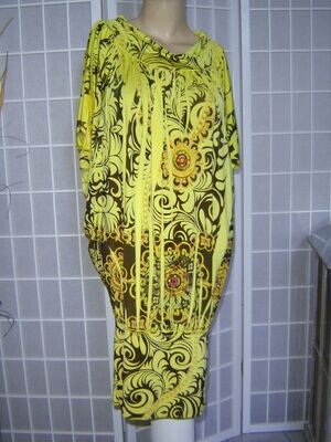 PaPaya Damen Shirt Gr. 40 gelb gemustert Flügelarme Made in U.S.A