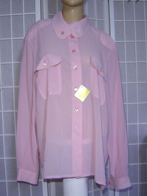 ALEXANDER Damen Bluse Gr. 44 rosa Langarm transparent