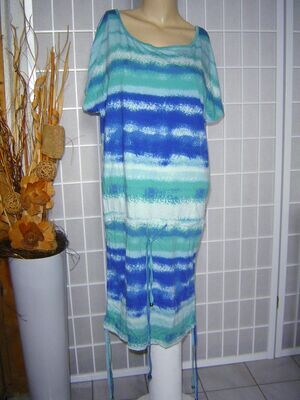 bonprix bpc Damen Kleid Gr. 40, 42 blau türkis gemustert raffbar