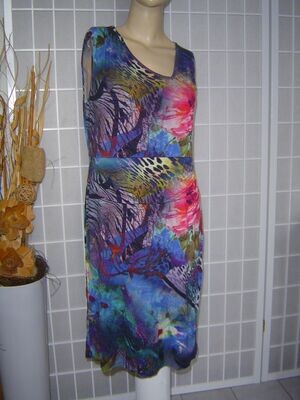 Heine Damen Kleid Gr. 42 multicolor bunt Ausschnitt asymmetrisch