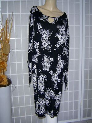 LASCANA Damen Kleid Gr. 44 schwarz weiß floral geblümt Schlupfkleid