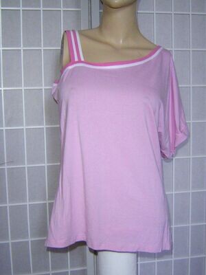 OCCA Damen Shirt Gr. 42 rosa kurzarm Träger asymmetrischer Ausschnitt