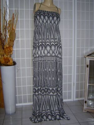 H&M Mama Damen Kleid Gr. 38, 40 schwarz weiß Muster geometrisch Trägerkleid
