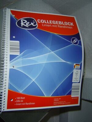 Collegeblock 100 Blatt DIN A4 liniert mit Randlinien Schattenrand