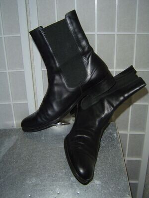 Mer du Sud Damen Stiefeletten Gr. 39½ schwarz Leder Blockabsatz 3cm Chelsea Boots