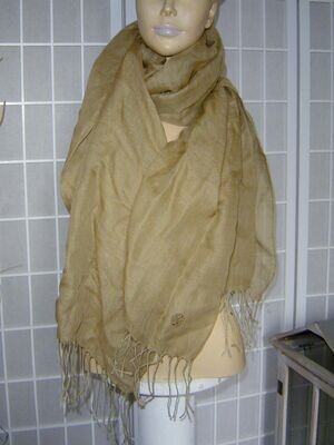 Damen Schal 187x72cm braun/beige fein semitransparent Franzen