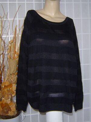 Damen Pullover Gr. 40, 42 schwarz gestreift toller Rücken