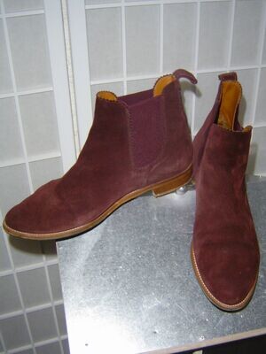Damen Stiefeletten Gr. 40 rotviolett Leder Blockabsatz 2,5cm Chelsea Boots