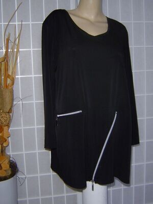 Damen Shirt Gr. 42 schwarz stretch Langarmshirt