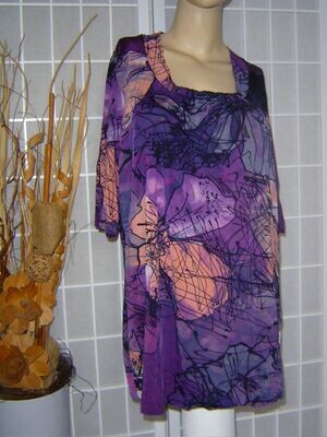 selection by Ulla Popken Damen Shirt Gr. 42, 44 violett mit Muster