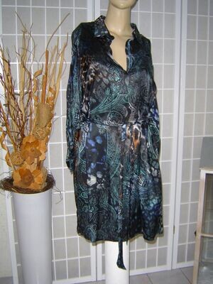 TUZZI nero Damen Kleid Gr. 42 schwarz blau Muster + Gürtel