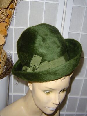 Damen Hut grün bis 53cm Kopfumfang VINTAGE 60er Jahre