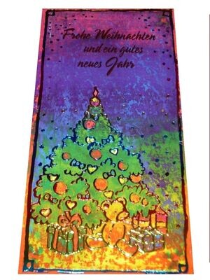 Weihnachtskarte Teddy mit Geschenken unterm Baum Karte zu Weihnachten Grußkarte