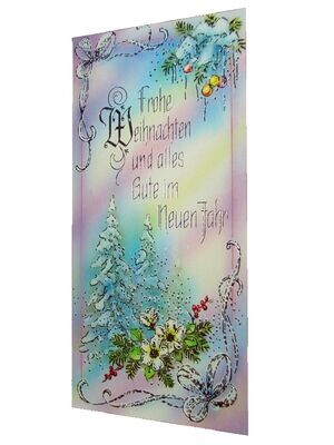 Weihnachtskarte Tannen mit Blütenzweigen Karte zu Weihnachten Grußkarte