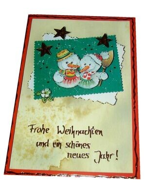 Weihnachtskarte Schneemannpaar Karte zu Weihnachten Grußkarte