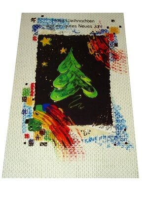 Weihnachtskarte Tanne bunt Karte zu Weihnachten Grußkarte