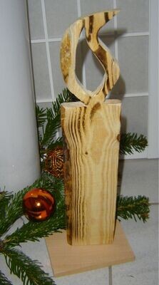 FaSaGo Holzkerze 38,5cm Dekoration Weihnachten Holz Kerze Handarbeit