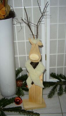 FaSaGo Weihnachtselch Wilbert 70cm Dekoration Weihnachten Elch Handarbeit
