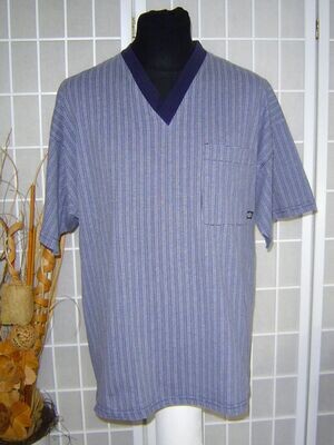 SEIDENSTICKER Herren Schlafanzug Oberteil Gr. 52 blau kurzarm Shirt
