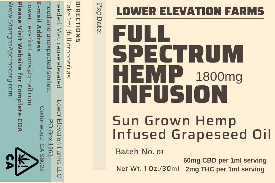 Full Spectrum Hemp Infused Grapeseed Oil