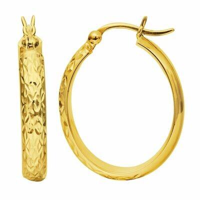 10K Yg Shiny+Diamond Cut Fashion Sparkle Earring Hoops 10K Yg Shiny+Diamond Cut Fashion Sparkle Earring Hoops
