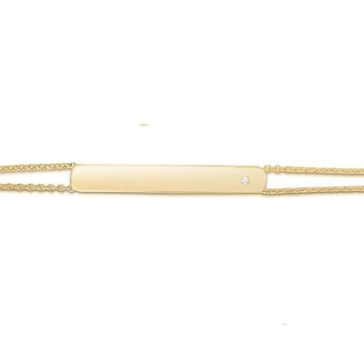 14K Gold Diamond Engravable Bar Bracelet 14K Gold Diamond Engravable Bar Bracelet