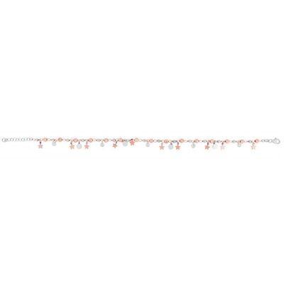 Silver Rose & White tone Dangle Stars & Disc Anklet Silver Rose & White tone Dangle Stars & Disc Anklet
