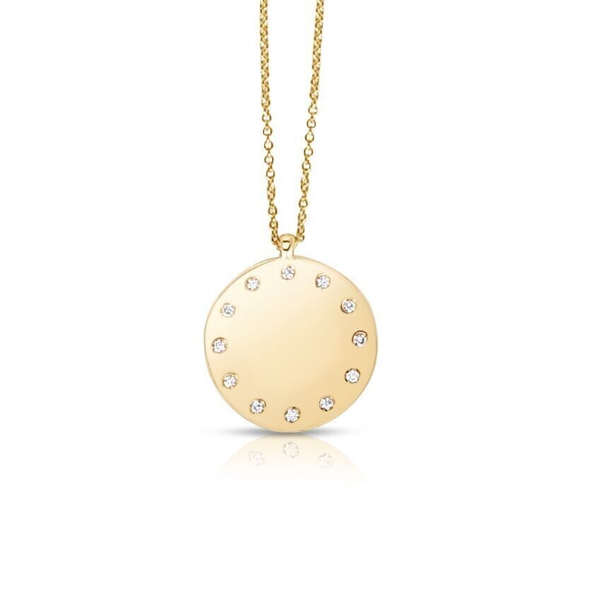 14K Gold Small Diamond Dial Necklace