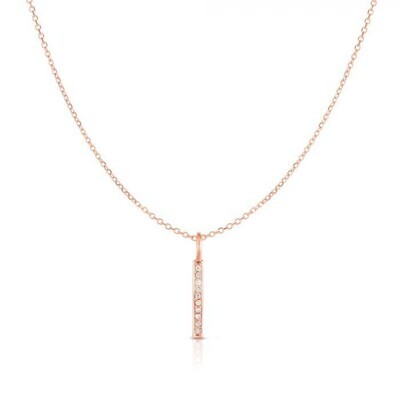 14K Gold .06ct Diamond Bar Necklace-Rose Gold 14K Gold .06ct Diamond Bar Necklace-Rose Gold