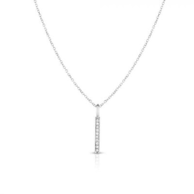 14K Gold .06ct Diamond Bar Necklace-White Gold 14K Gold .06ct Diamond Bar Necklace-White Gold