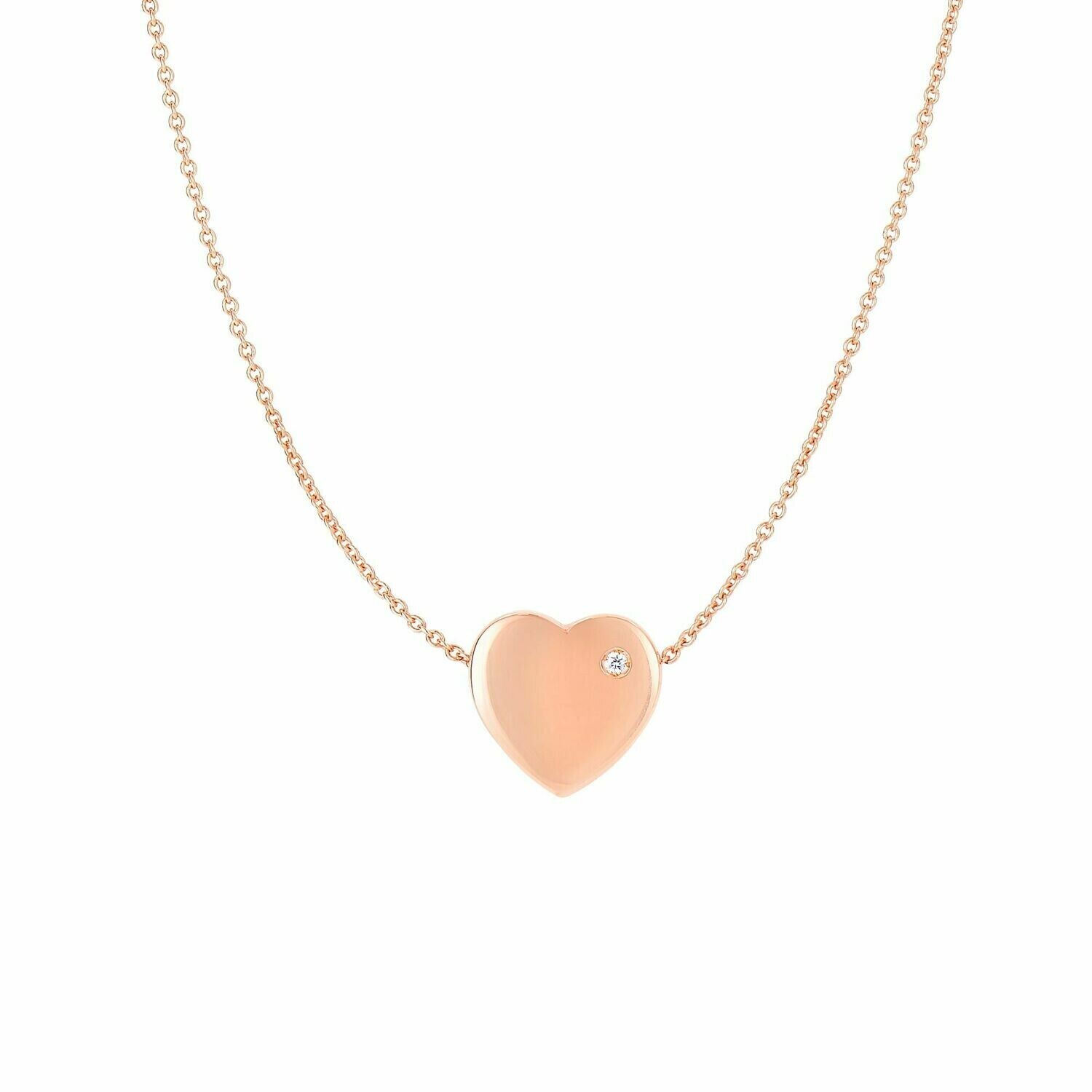 14K Gold .01ct Diamond Heart Necklace