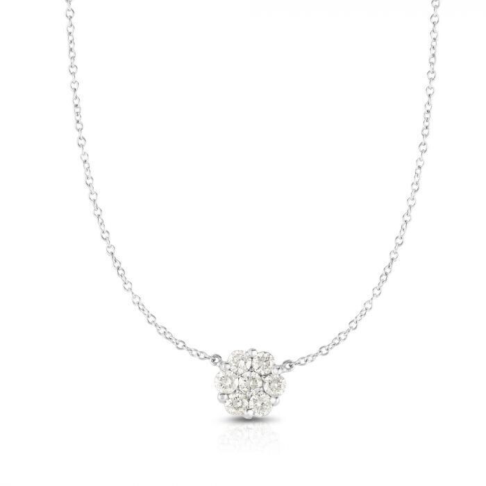 14K Gold .50ct Diamond Cluster Necklace