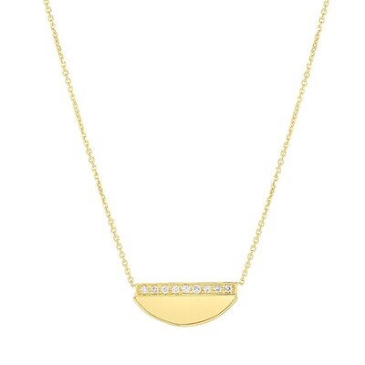14K Gold Half Moon Diamond Necklace-Yellow Gold 14K Gold Half Moon Diamond Necklace-Yellow Gold