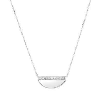 14K Gold Half Moon Diamond Necklace-White Gold 14K Gold Half Moon Diamond Necklace-White Gold