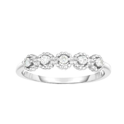 14K Gold .08ct Diamond Round Shape Stackable Ring