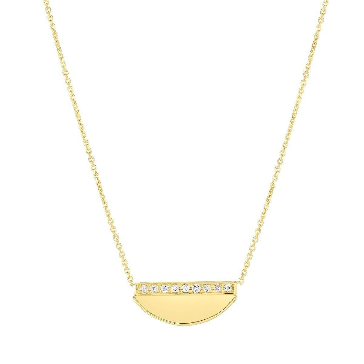 14K Gold Half Moon Diamond Necklace