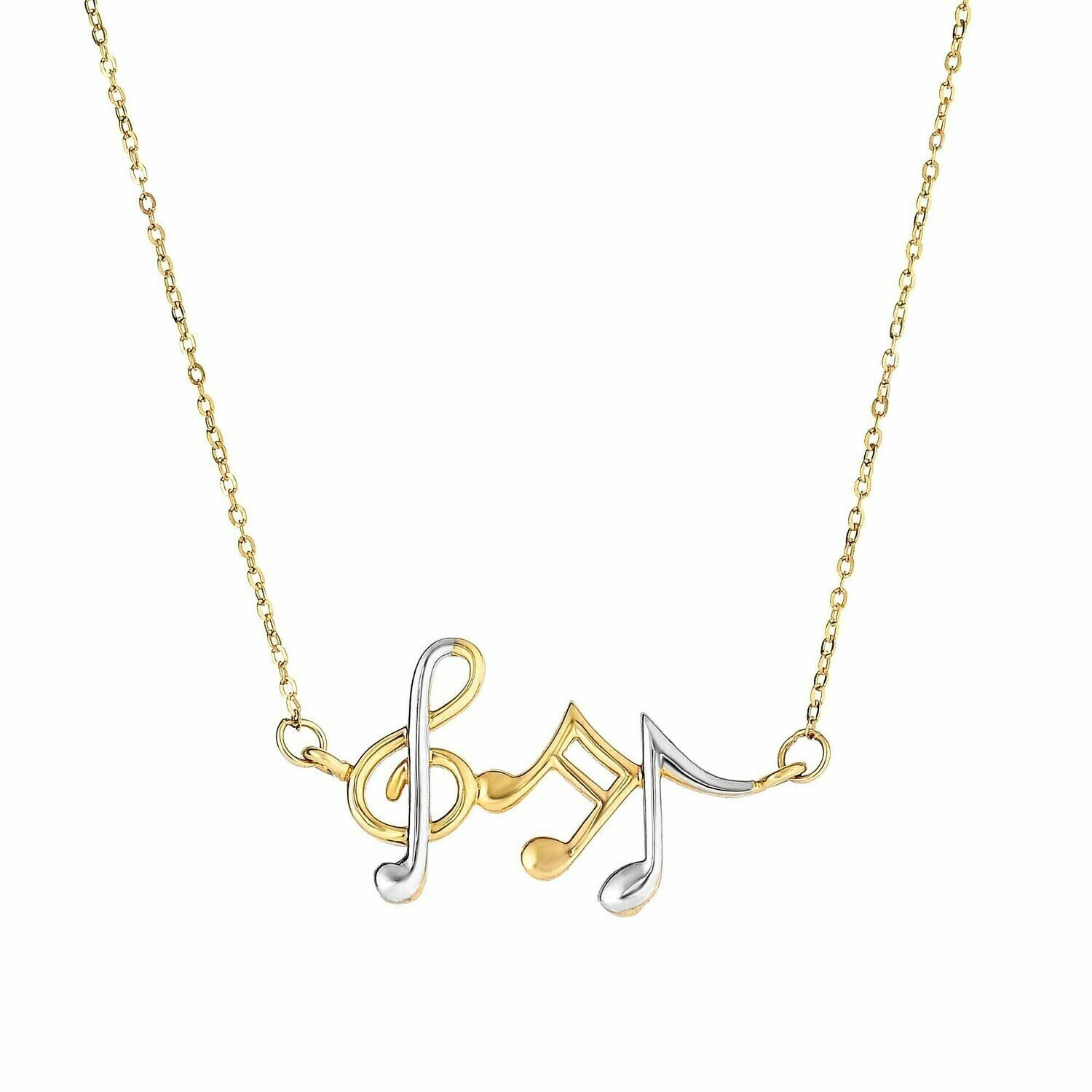 14K Gold Music Notes Necklace