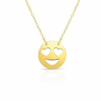 14K Gold Heart Eyes Romaji Necklace-POOP 14K Gold Heart Eyes Romaji Necklace-POOP