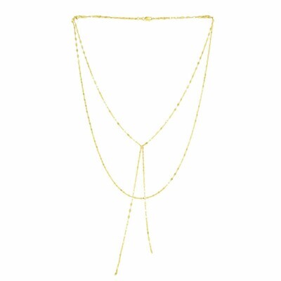 14K Gold Mirror Chain Multi-Strand Necklace