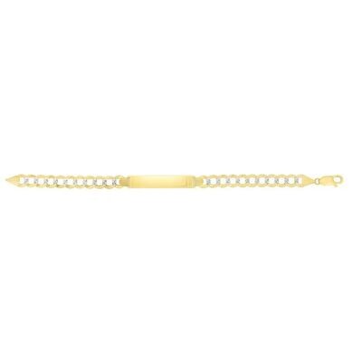 14K Gold 6.7mm Pave Curb ID Chain