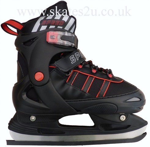 SuperSpeed Kids Adjustable Ice Skates - Black/Red