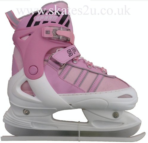 SuperSpeen Kids Adjustable Ice Skates - Pink/White