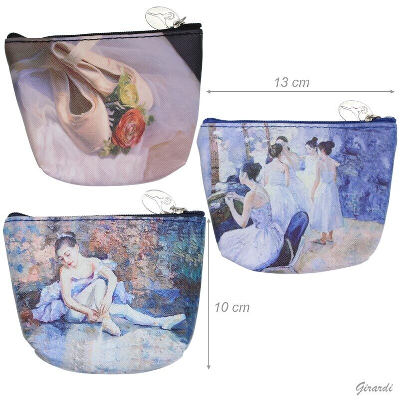 Kosmetiktasche, Geldbörse mit Reißverschluss aus Kunstleder mit Ballerina-Malerei Kosmetiktasche, Geldbörse mit Reißverschluss aus Kunstleder mit Ballerina-Malerei