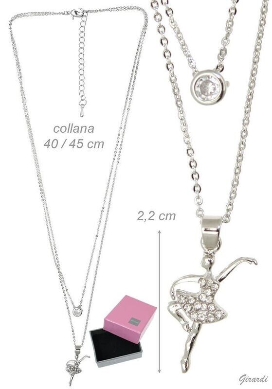 Satz von zwei Ketten mit Ballerina und Strass Satz von zwei Ketten mit Ballerina und Strass