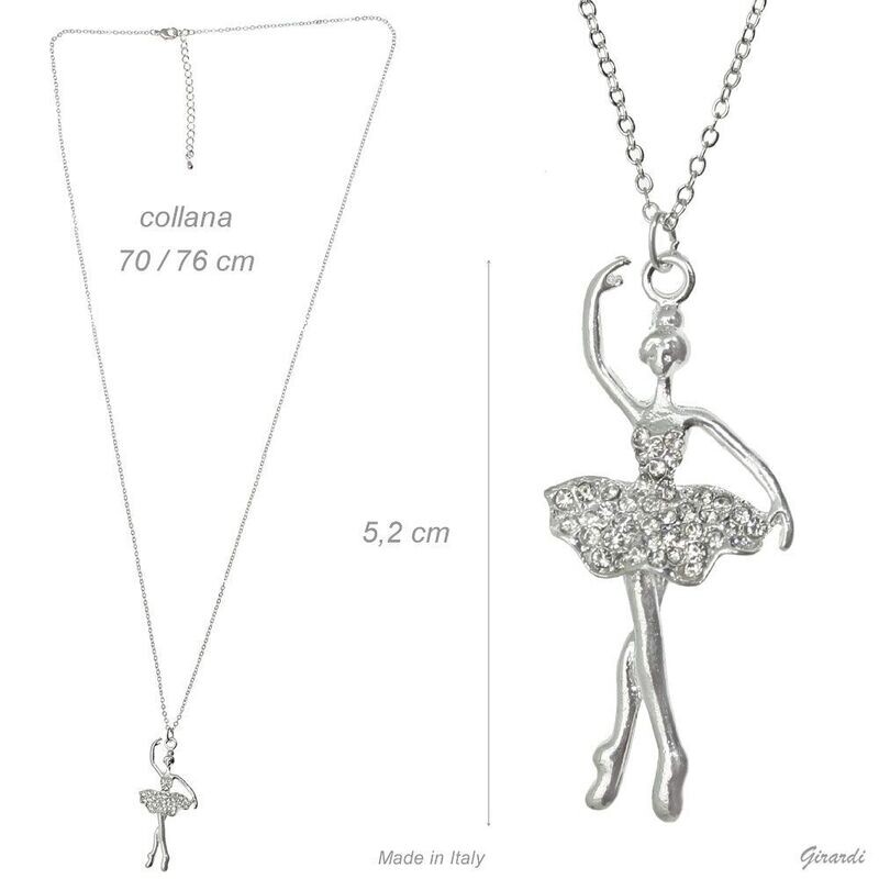 Strass-Ballerina Metallkette Halskette Strass-Ballerina Metallkette Halskette